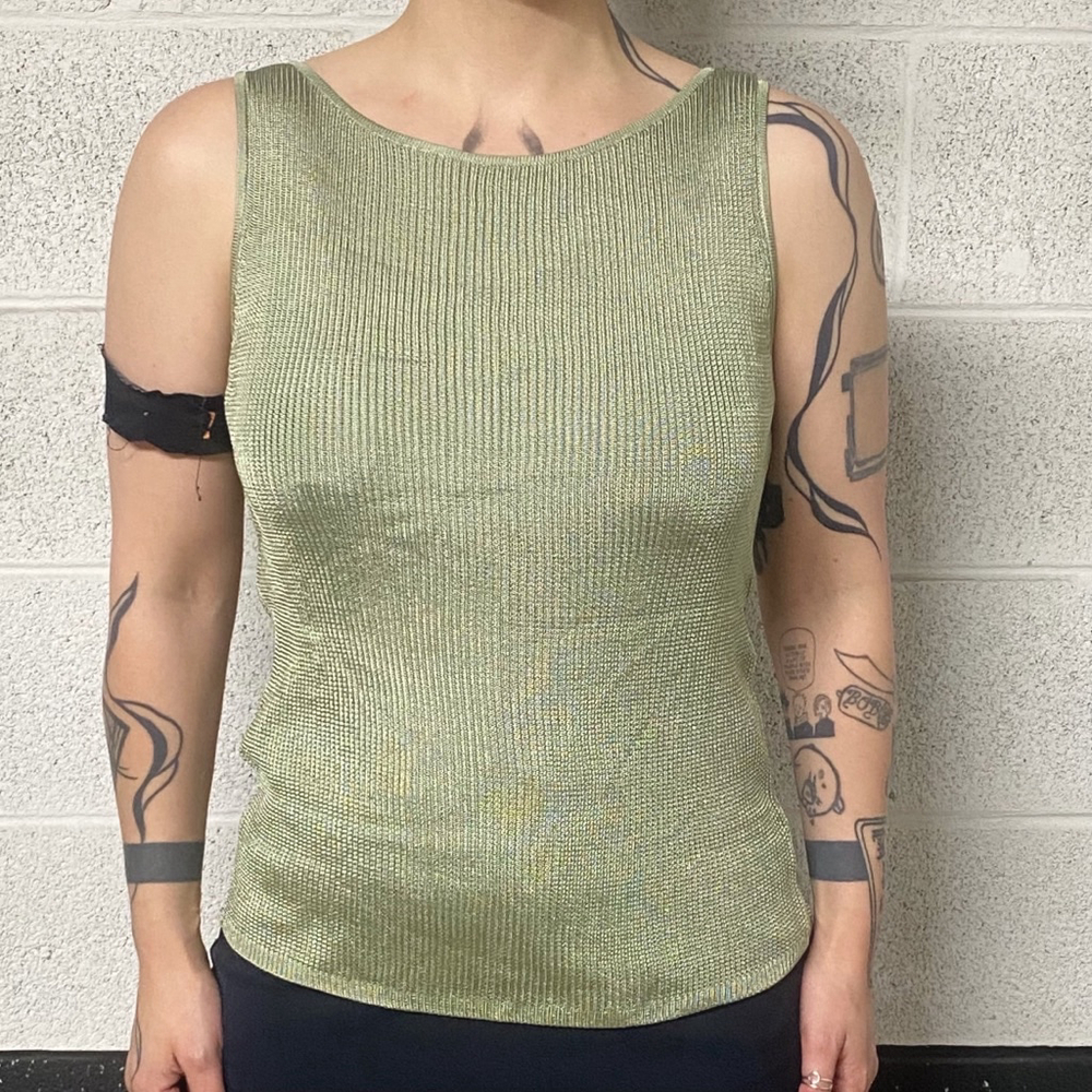 Vintage Linda Allard Ellen Tracy Viscose Knit Tank Top Size L